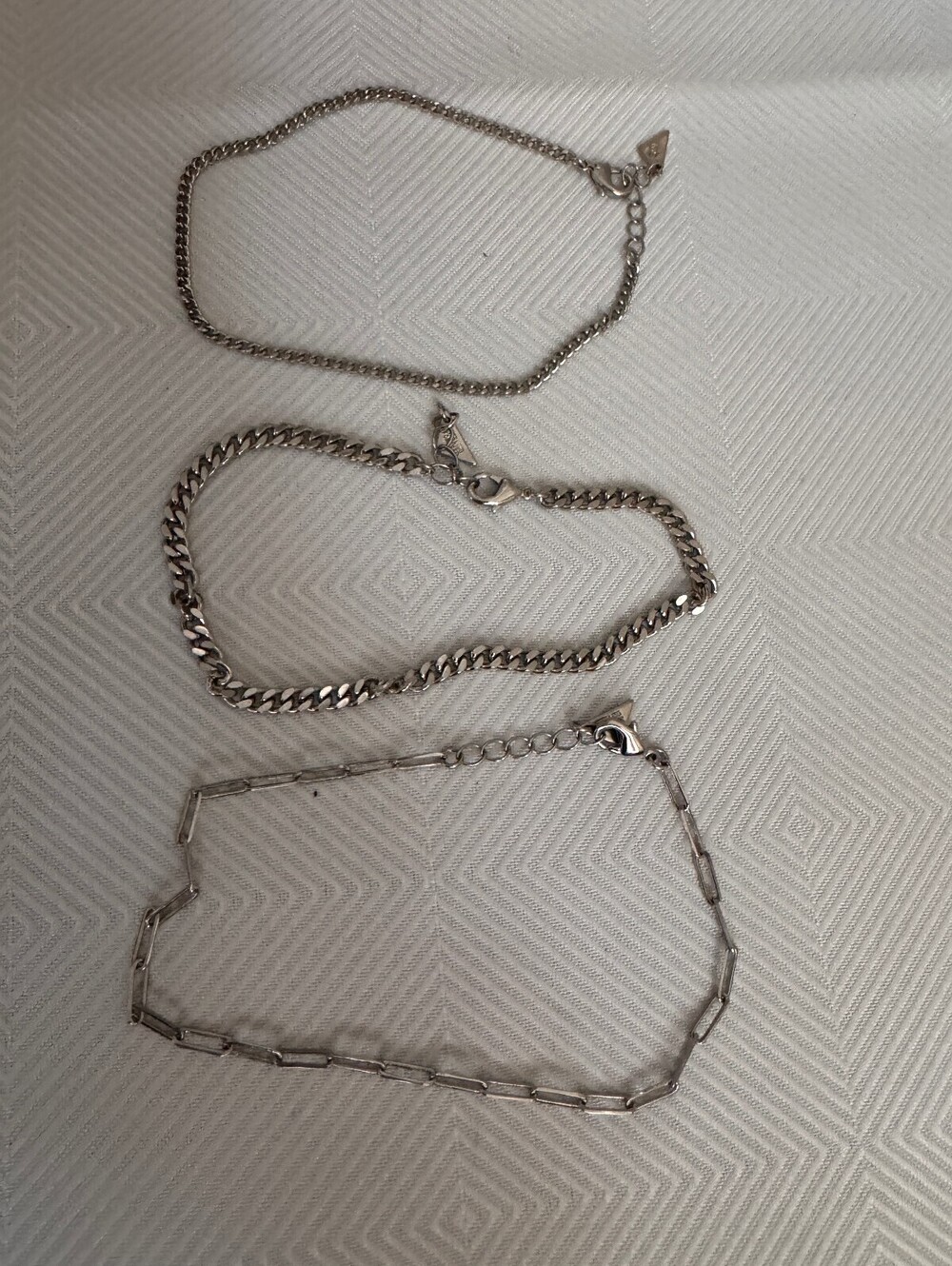 Sterling Forever Silver Tone set of 3 anklets ankle bracelets
